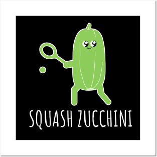 Squash Zucchini Funny Zucchini Playing Squash Posters and Art